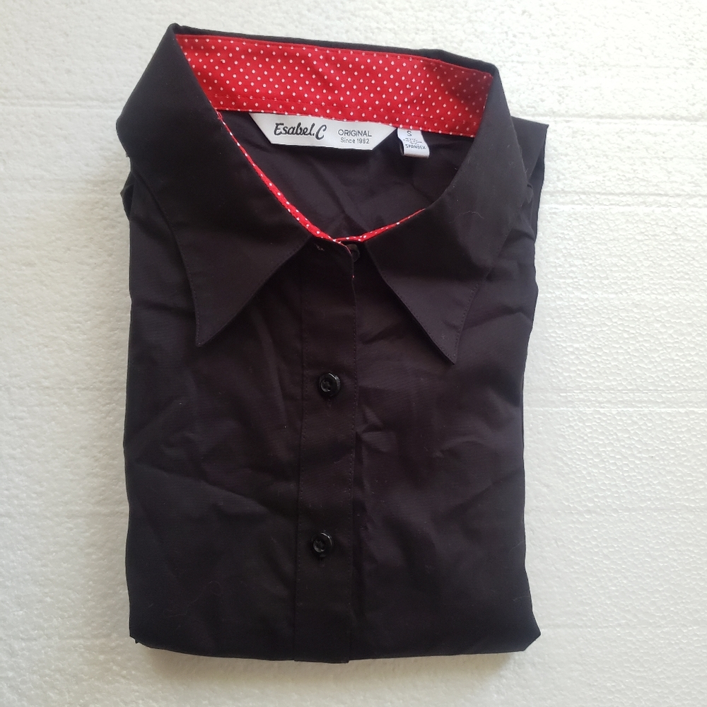 Esabel C Black Fitted Button Down Collared Shirt - image 7